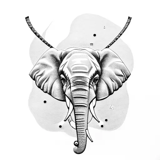 A Dotwork Tattoo Of A Vintage Typewriter With An Elephant Trunk