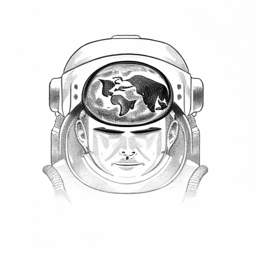 Astronaut With Earth Reflection On His Helmet