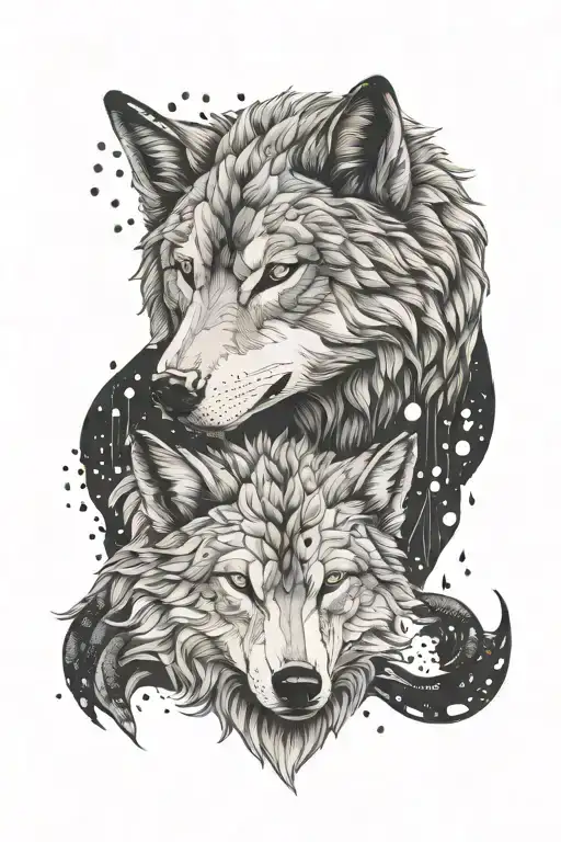 Wolf And Sheep Lying Embraced