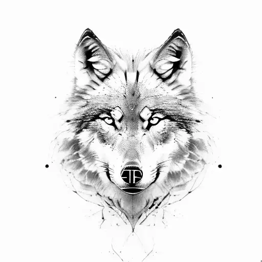 Half And Calm Face Of Wolf With Half Angry Face Of A Lion