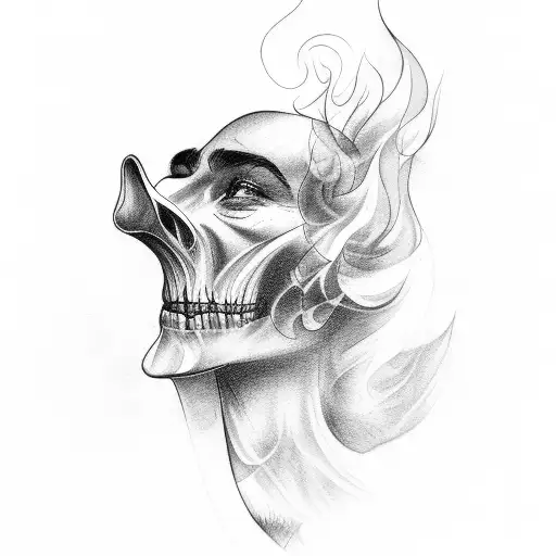 Smoke Background With Flames And Blackout Around Arm