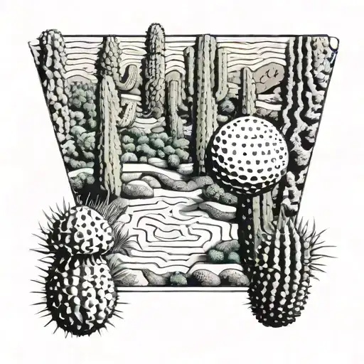 A Golf Ball Bouncing Through A Cactus Maze
