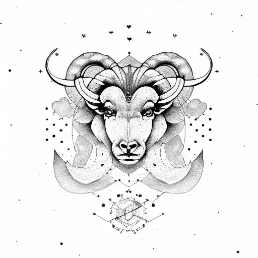 Aries Constellation In Dotwork Style