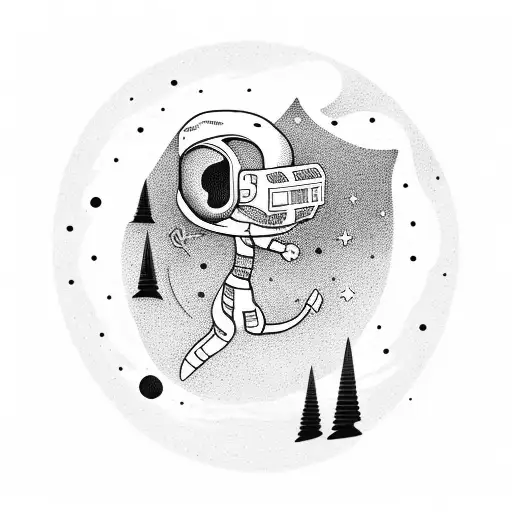 Astronaut Sitting On Top Of A Hill And Watch The Sunset With Stars