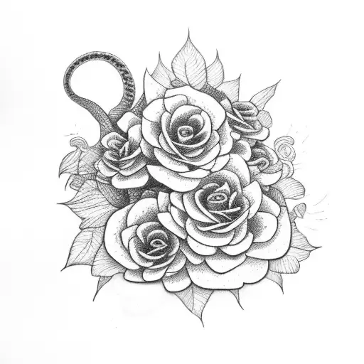 A Snake Wrapped In Flowers