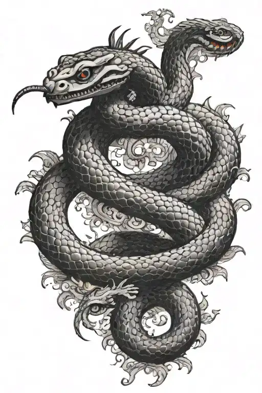 Japanese Kanji With A Snake Around It