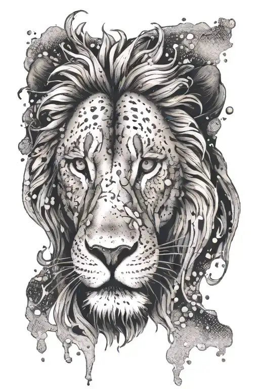 Lion Head That Is Disapering Into Sand Pouring Water