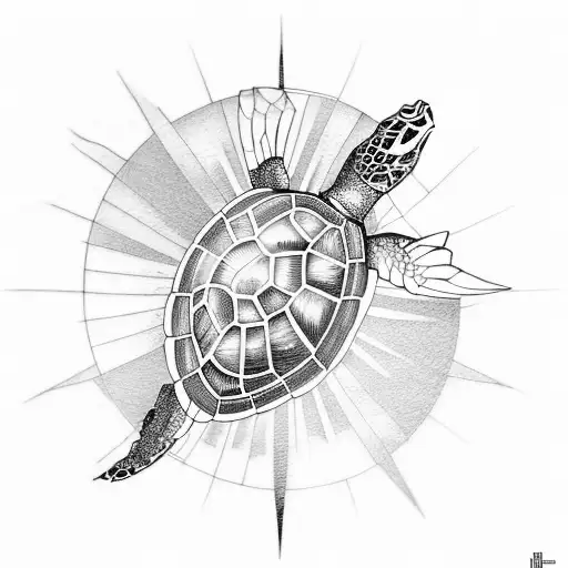 Turtle With Sun Behind