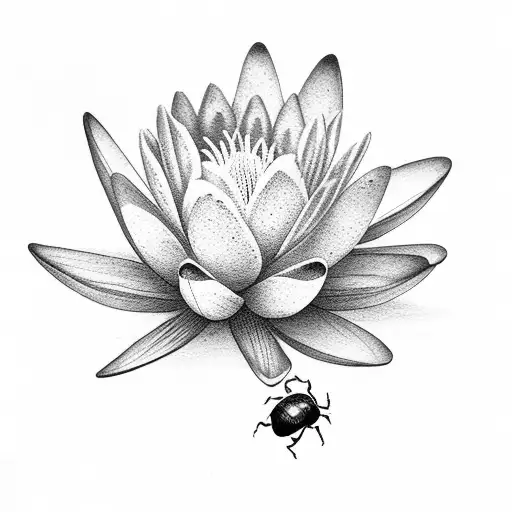 Ladybug Sitting On Water Lily