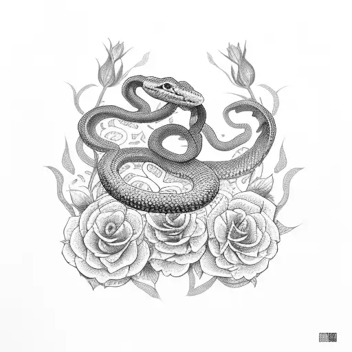 A Snake Wrapped In Flowers