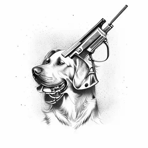 Shotgun Engraving Background With Dogs In Center