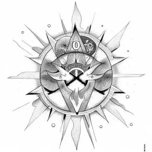 Symbols Of Star Moon And Sun Indicating Numbers 1034