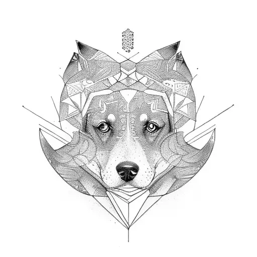 Dog With Cool Geometric Background