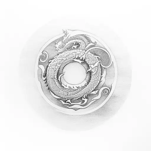 Enso Circle With Dragon