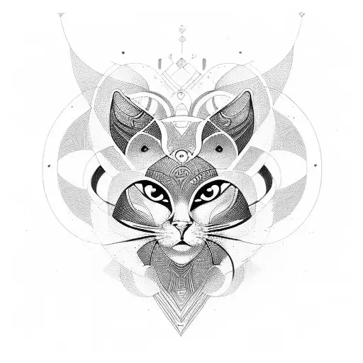 Create A Geometric Design Inspired By The Art Of Bastet With Abstract Shapes And Patterns