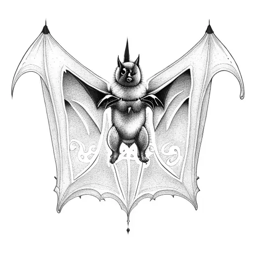 A Tattoo Of A Bat Surrounded By Bluebells