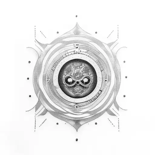 A Fusion Tattoo Of A Coffee Bean Morphing Into A Bike Wheel Surrounded By Gym Equipment