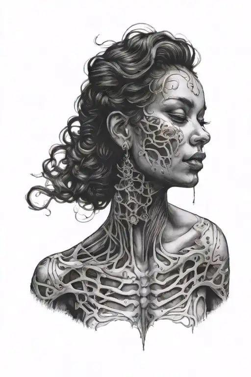 Dark Woman With Chest Bones