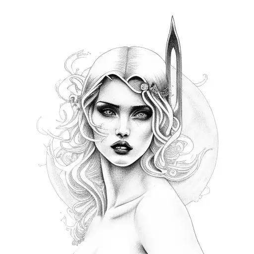 Aphrodite With A Grim Reaper Holding Her