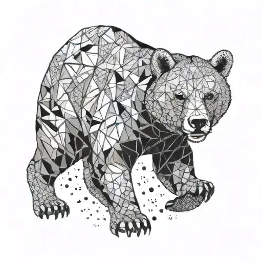 Geometric Californian Golden Bear In Diamond Outline