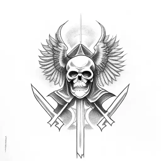 Grim Reaper Center With St Michael On The Left