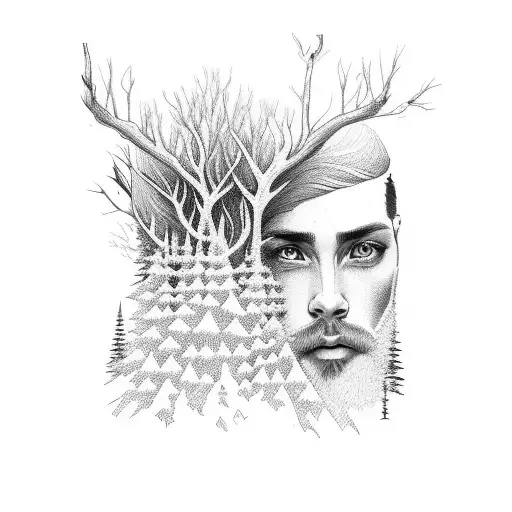 Face With Forest In Beard