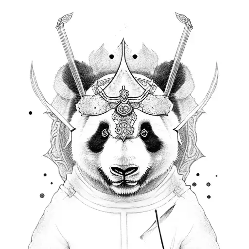 Panda Holding A Sword