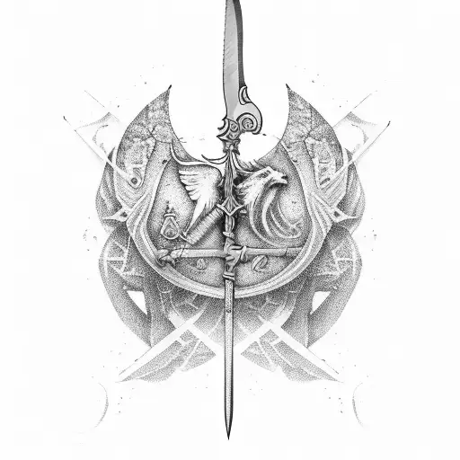 Angle With Sword And Horses