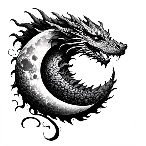 Dragon And Moon Head Within Him