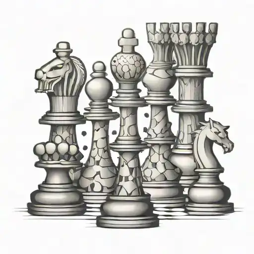 Chess Pieces Arranged Vertically With Fourth Circle