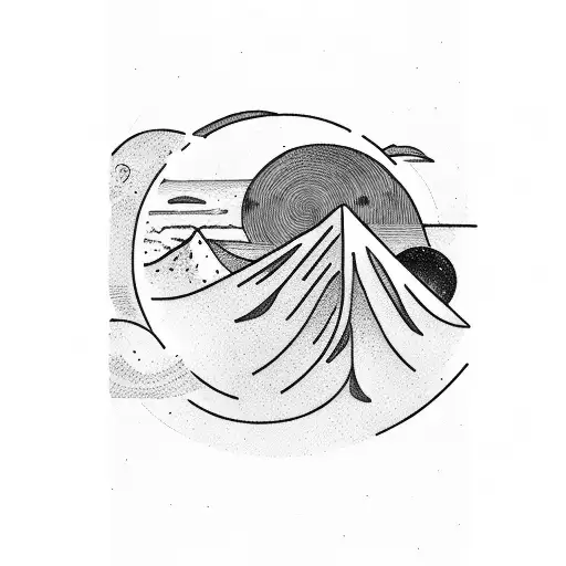 Circeo Mountain Profile A Windsurf In The Sea And An Halfmoon