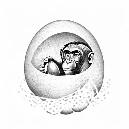 A Monkey Coming Out Of An Egg