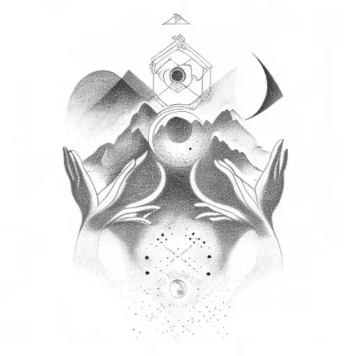 Tattoo That Contemplates The Hands Of Creation The Universe In Black And White