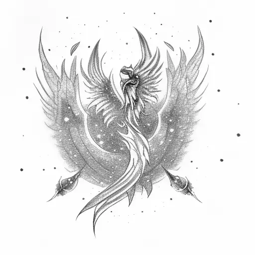 Tribal Phoenix With Constellation Of Ursa Major