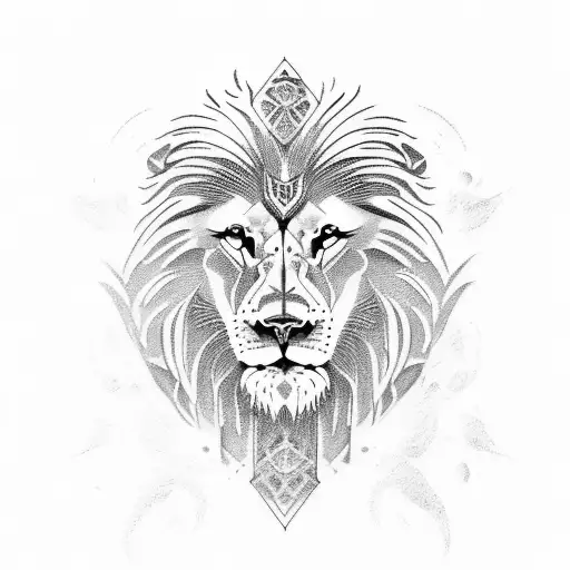 Lion Wolf Eagle Combination Tattoo For Shoulder