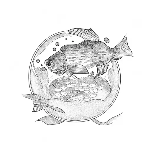 A Fish Eating A Bowl Of Rice