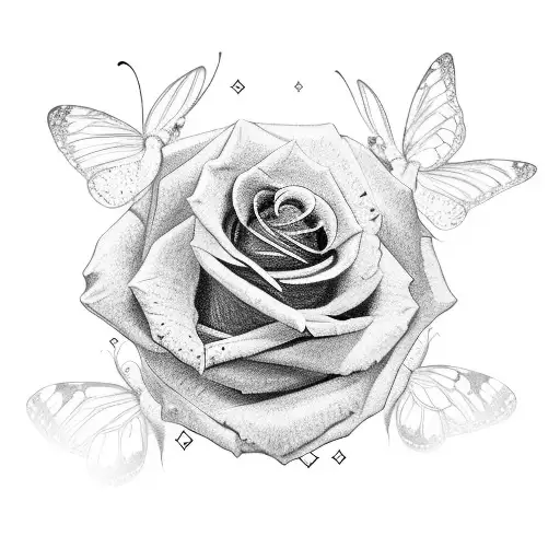 Cross Tattoo With Rose And Butterfly