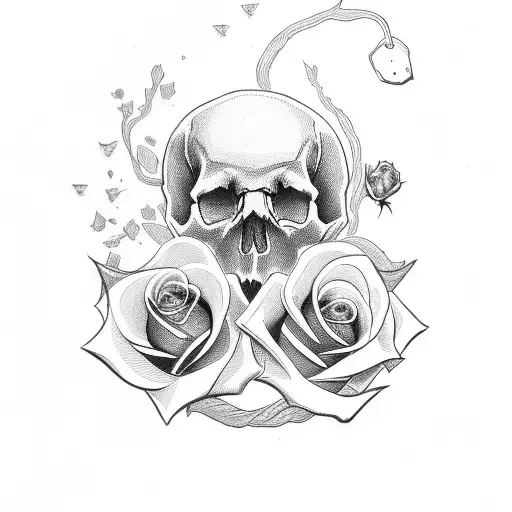 Skull With Rose With A Name Tag Kayden