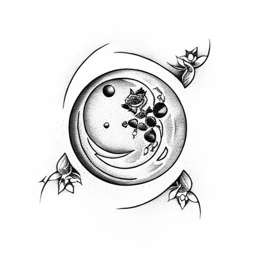 A Crescent Moon With A Rose With Thorns Touching The Bottom The Bottom Of The Moon