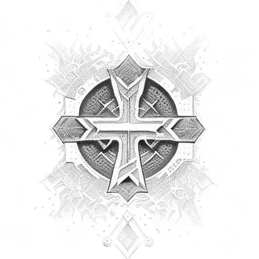 Christian Cross With A Small Heart