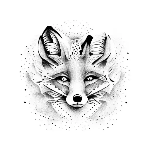A Dotwork Tattoo Featuring A Fox Performing A Dance Move