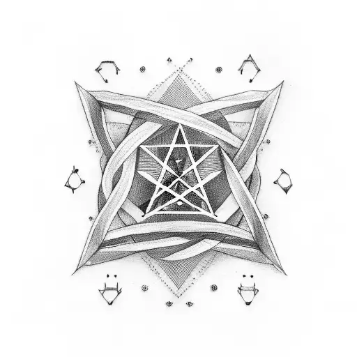 An Abstract Tattoo Featuring Coding Symbols Intertwined With Musical Instruments