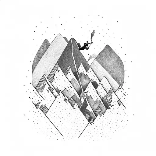 Mountains With A Rock Climber On The Inside Of The Mountain