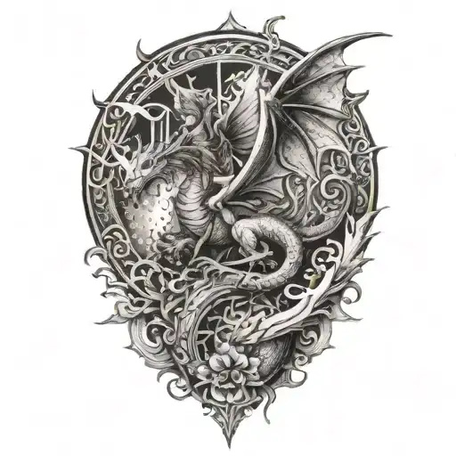 Fairy With Wings Riding A Dragon Breathing Fire