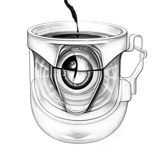 Saturn's Eye Reflected In A Cup Of Coffee Held By A Crow