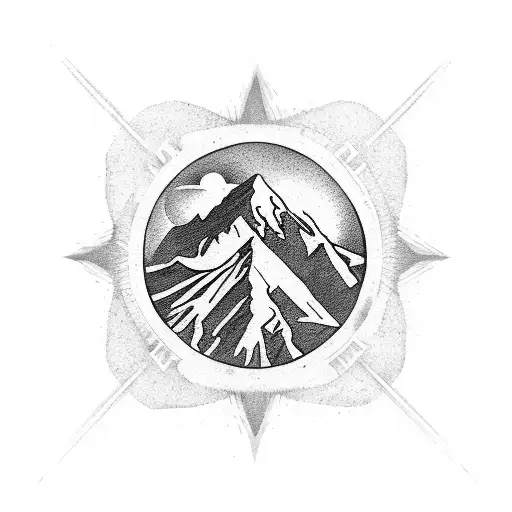 Mount Everest In A Circle With Eagles