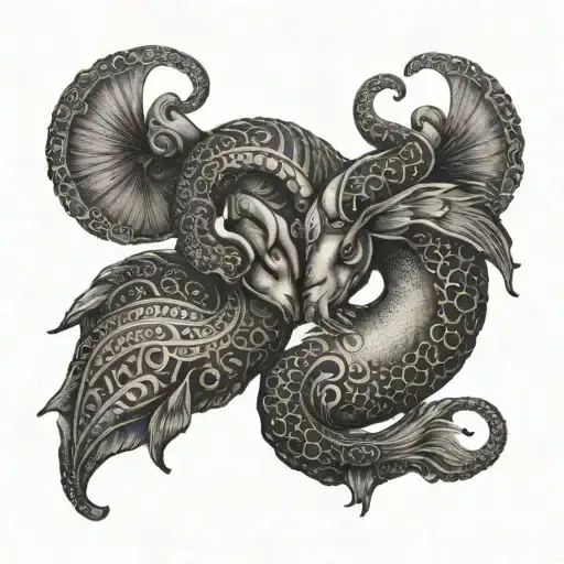 Aries And Pisces Zodiac Sign Intertwined