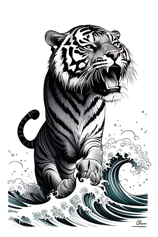 Tiger Tramples On Waves