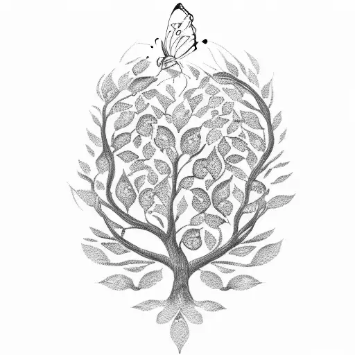 Tree Of Life And Butterflies