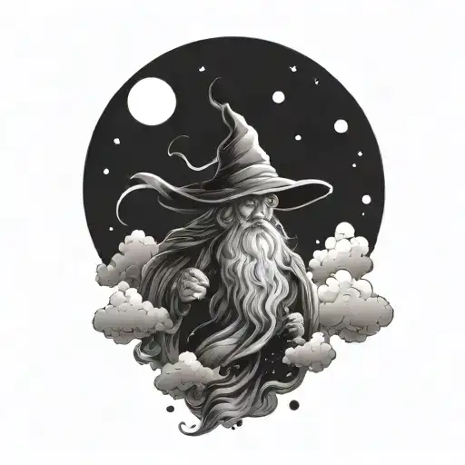 Wizard Floating In Clouds